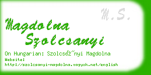 magdolna szolcsanyi business card